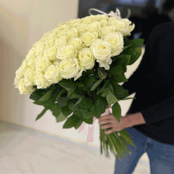 101 белая роза, лента в Черноморском