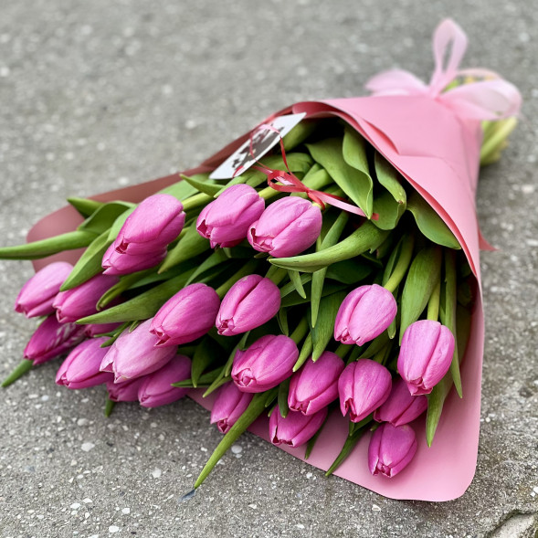 21 розовый тюльпан в Черноморском