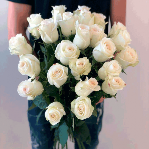 21 белая роза, лента в Черноморском