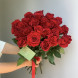 27 красных импортных роз, лента в Черноморском